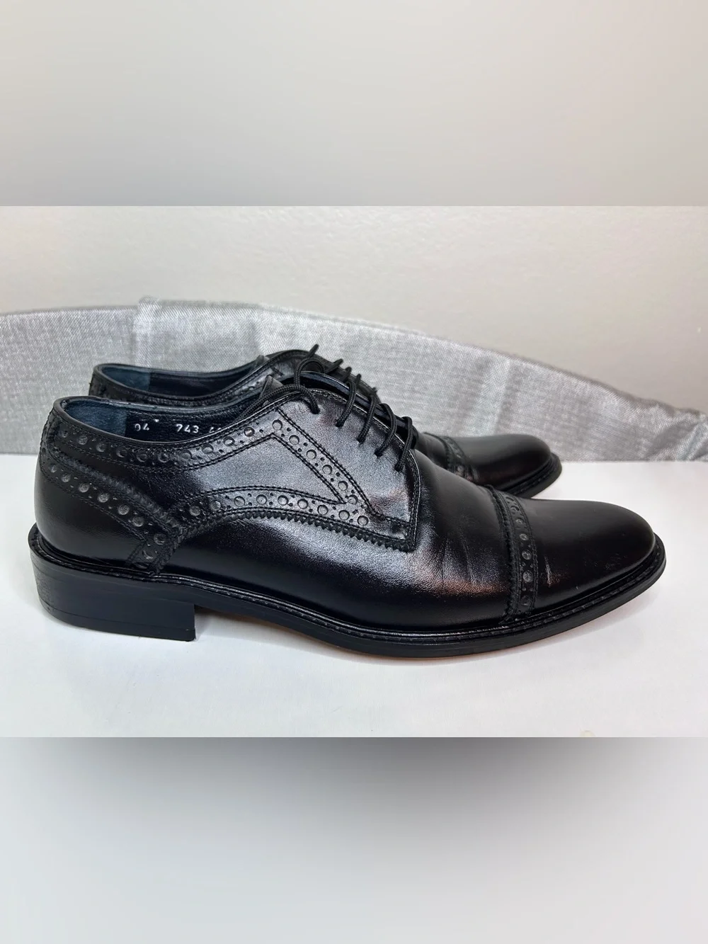 Beta Black Leather Cap Toe Oxford Dress Shoes EU 41 Worn Once
